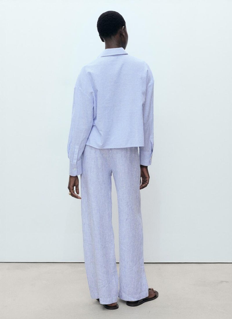 MANGO Striped Linen-Blend Pants  - Image 2