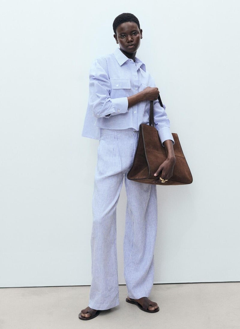 MANGO Striped Linen-Blend Pants  - Image 4
