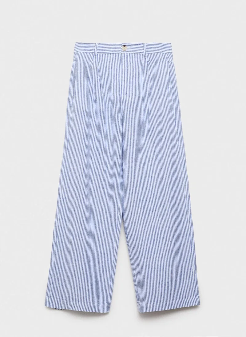MANGO Striped Linen-Blend Pants