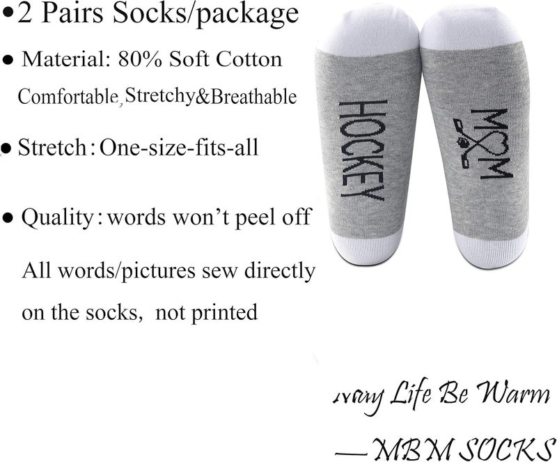 MBMSO 2 Pairs Hockey Mom Socks Hockey Mom Gifts for Women Hockey Novelty Socks Hockey Player Gifts for Mom - Image 3