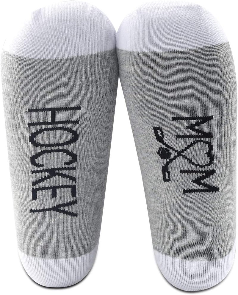 MBMSO 2 Pairs Hockey Mom Socks Hockey Mom Gifts for Women Hockey Novelty Socks Hockey Player Gifts for Mom - Image 1