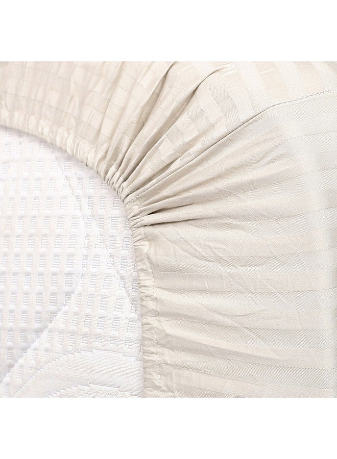 MEHALLA MEHALLA Fitted Sheet Set - Satin Stripe 1cm - Queen Light Grey-100% Egyptian Cotton  - Image 4