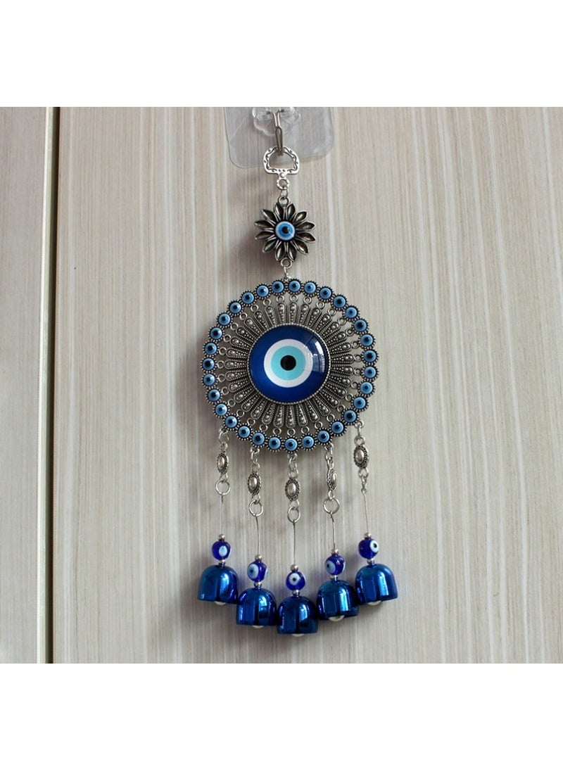 لاتين زينة جدارية على شكل عين شريرة زرقاء، جرس رياح معلق للمنزل، جرس رياح لمدخل المنزل والمكتب، عناصر ديكورية للمنزل - Image 2
