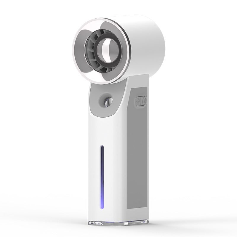 Portable Ice-Cooling Fan with Spray and Night Light - Compact, Rechargeable, and Versatile
