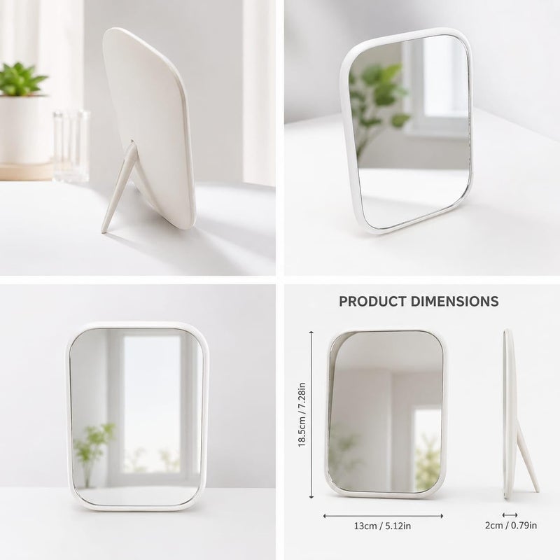 Tabletop Makeup Mirror with Stand, Foldable Rectangular Cosmetic Mirror for Vanity and Dorm Rooms (Pink) - Image 3
