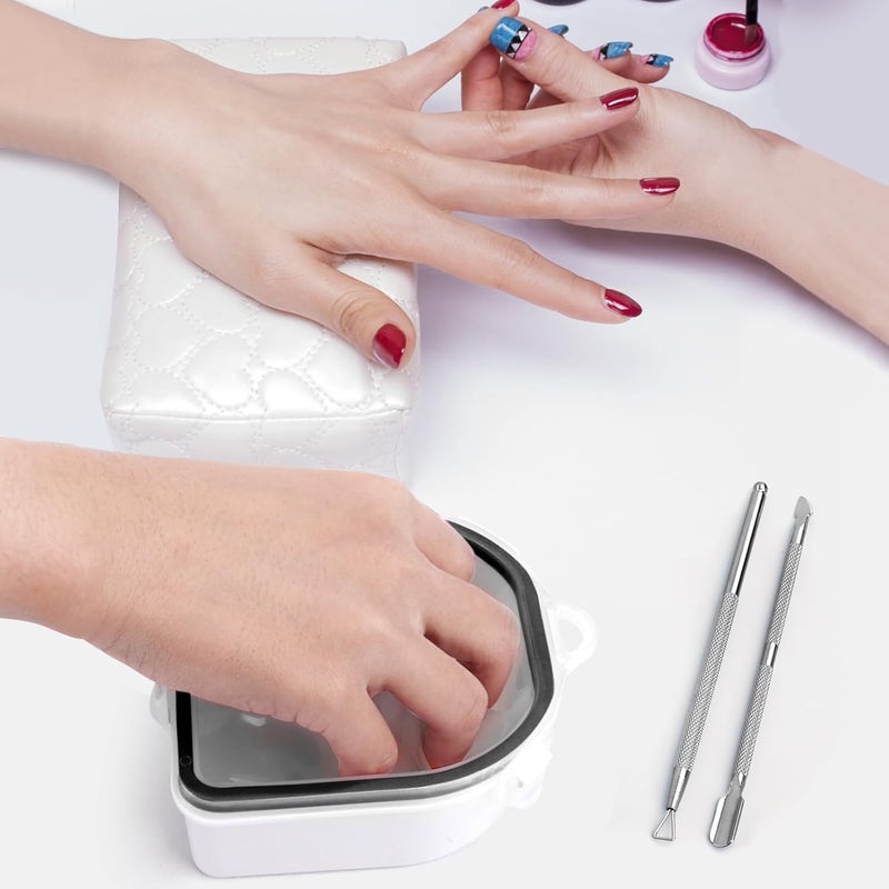 Yokilly Nail Soaking Bowl, Soak Off Gel Polish Dip Powder Remover Hand Acetone Nail Soak Off Bowl Manicure Bowl with Triangle Cuticle Peeler and Stainless Steel Cuticle Pusher Nail Art Tool (Black-3PCS Set) - Image 2