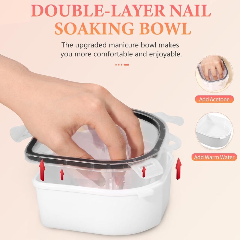 Yokilly Nail Soaking Bowl, Soak Off Gel Polish Dip Powder Remover Hand Acetone Nail Soak Off Bowl Manicure Bowl with Triangle Cuticle Peeler and Stainless Steel Cuticle Pusher Nail Art Tool (Black-3PCS Set) - Image 3