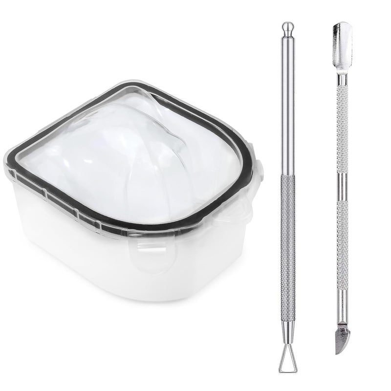 Yokilly Nail Soaking Bowl, Soak Off Gel Polish Dip Powder Remover Hand Acetone Nail Soak Off Bowl Manicure Bowl with Triangle Cuticle Peeler and Stainless Steel Cuticle Pusher Nail Art Tool (Black-3PCS Set) - Image 1