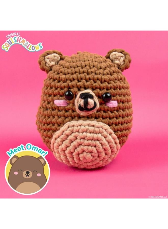 Squishmallows Squishmallow Original Omar The Bear Crochet Kit, Includes Yarn, Crochet Hook, Starter Hooks, Step-by-Step Tutorials, Exclusive Crochet Kit for Beginners, DIY Craft, Crochet Kits, Great Teen Gifts - Image 1