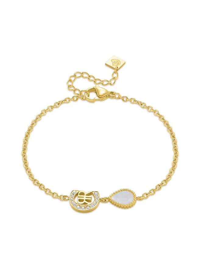 شيروتي 1881 Eletra Gold Plated Stainless Steel with White Mother of Pearl and Crystals Bracelet for Women