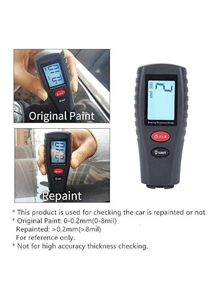 PROMASS - Paint Thickness Gauge | Best Digital Meter for Automotive Coating Thickness r | High Contrast Backlight LCD | Resolution 2mils | Auto Power Off | Auto Digital Calibration Data Hold Mini Size - Image 1