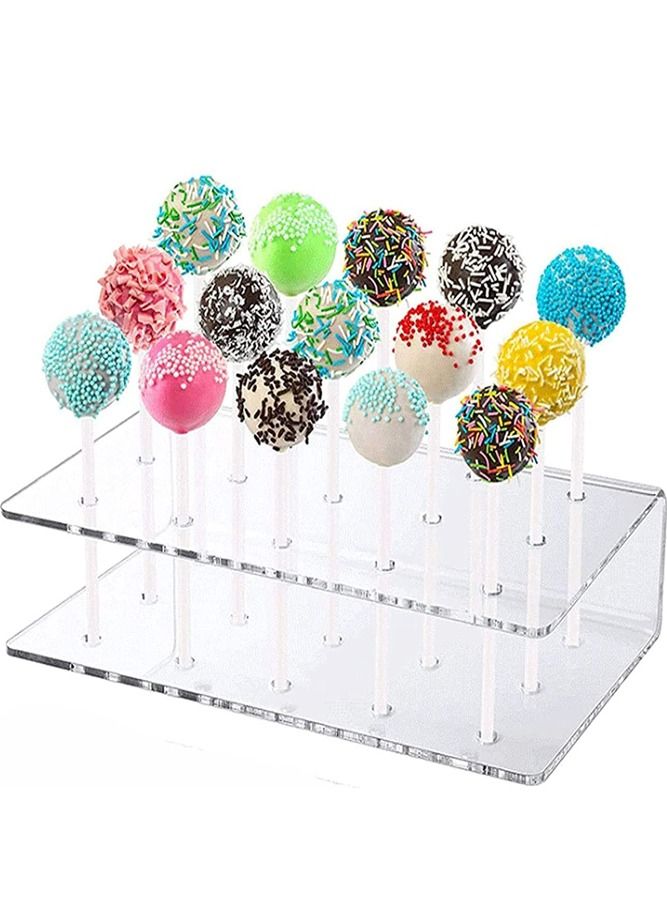 AMERTEER 15 Holes Acrylic Lollipop Holder Clear Display Cake Pop Stand - Image 1