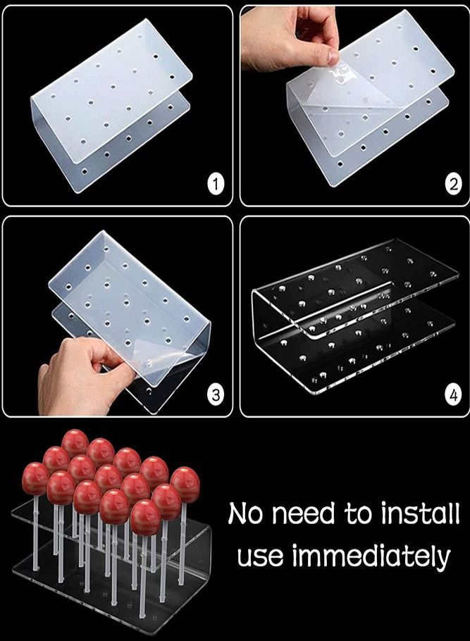 AMERTEER 15 Holes Acrylic Lollipop Holder Clear Display Cake Pop Stand - Image 3