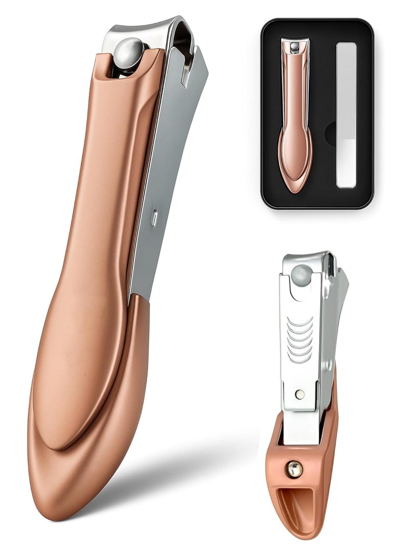 DOCOSS Stainless Steel Professional Nail Cutter Kit,Nail Cutter With Catcher & Filer Kit Set for Women (Rose Gold) - Image 1
