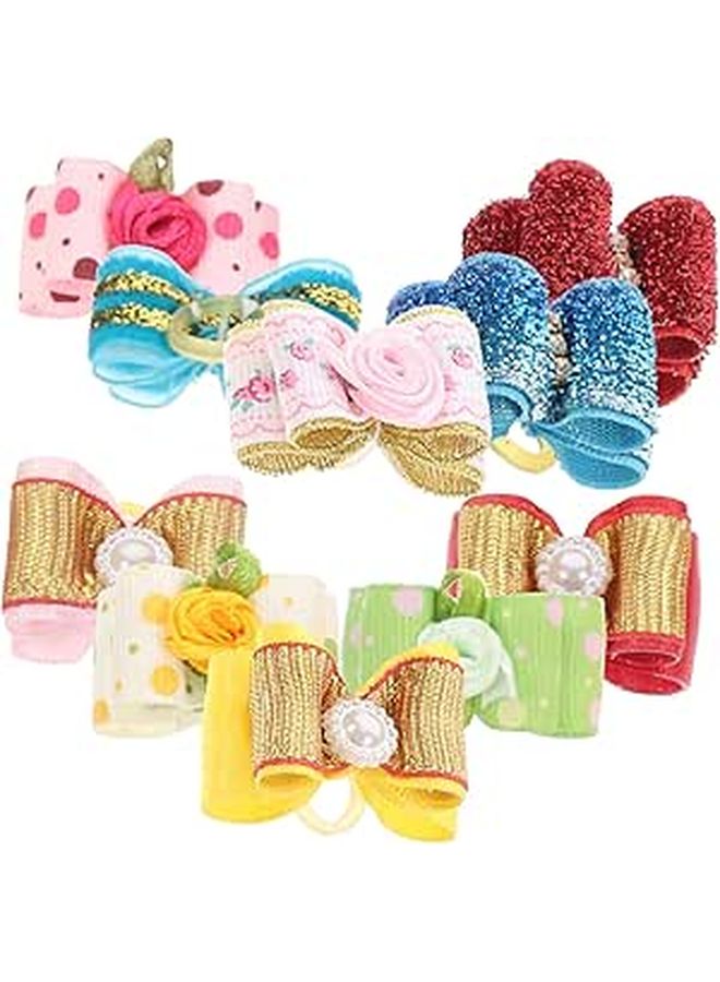 10 Pcs Pet Hair Ties Bowknot Headwear For Dogs Cats Daily Wear Assorted Colors - Image 1