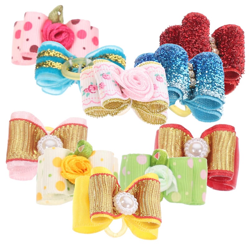 10 Pcs Pet Hair Ties Bowknot Headwear For Dogs Cats Daily Wear Assorted Colors - Image 2