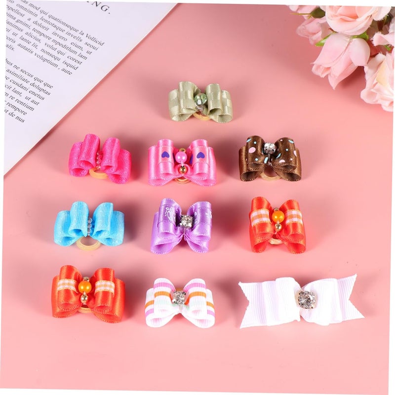 10 Pcs Pet Hair Ties Bowknot Headwear For Dogs Cats Daily Wear Assorted Colors - Image 4