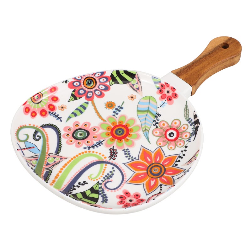 1Pc Nordic Style Plate Ceramic Western Plate Household Steak Tray with Handle - Image 3