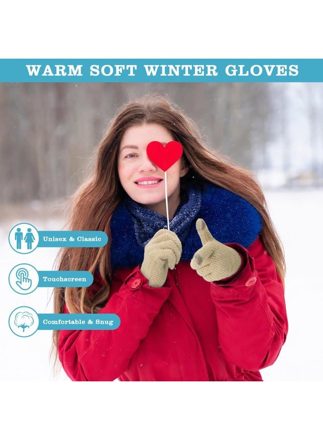 Loiyadn Winter Gloves - Women's Winter Touchscreen Gloves Women Men, Warm Knit gloves for cold weather with Elastic Cuff, Coffee, One size - Image 2