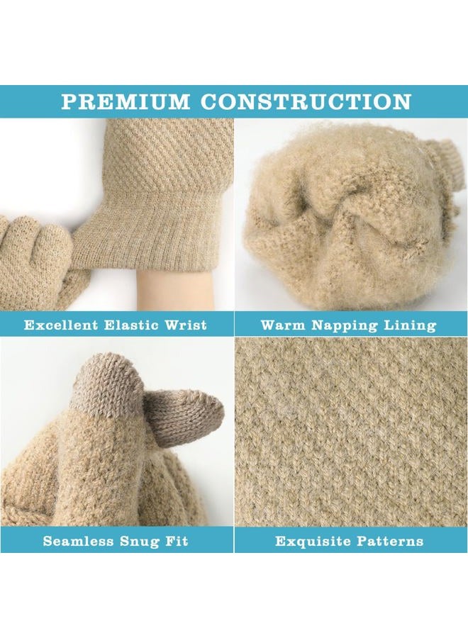 Loiyadn Winter Gloves - Women's Winter Touchscreen Gloves Women Men, Warm Knit gloves for cold weather with Elastic Cuff, Coffee, One size - Image 5