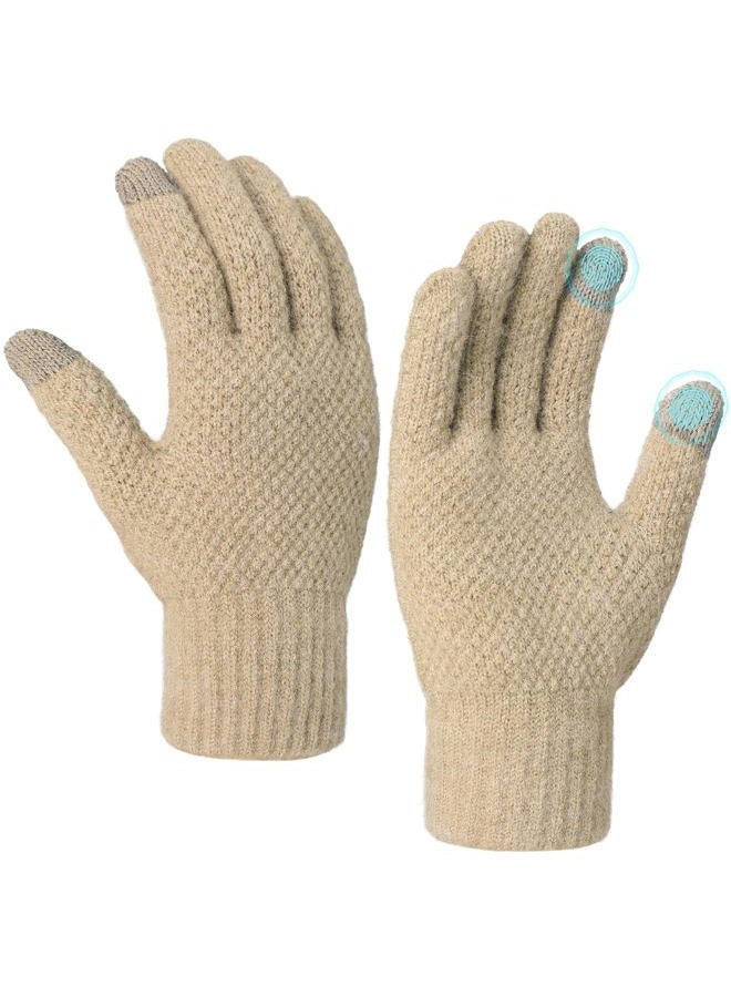 Loiyadn Winter Gloves - Women's Winter Touchscreen Gloves Women Men, Warm Knit gloves for cold weather with Elastic Cuff, Coffee, One size - Image 1