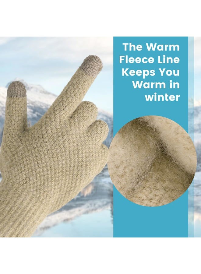 Loiyadn Winter Gloves - Women's Winter Touchscreen Gloves Women Men, Warm Knit gloves for cold weather with Elastic Cuff, Coffee, One size - Image 3