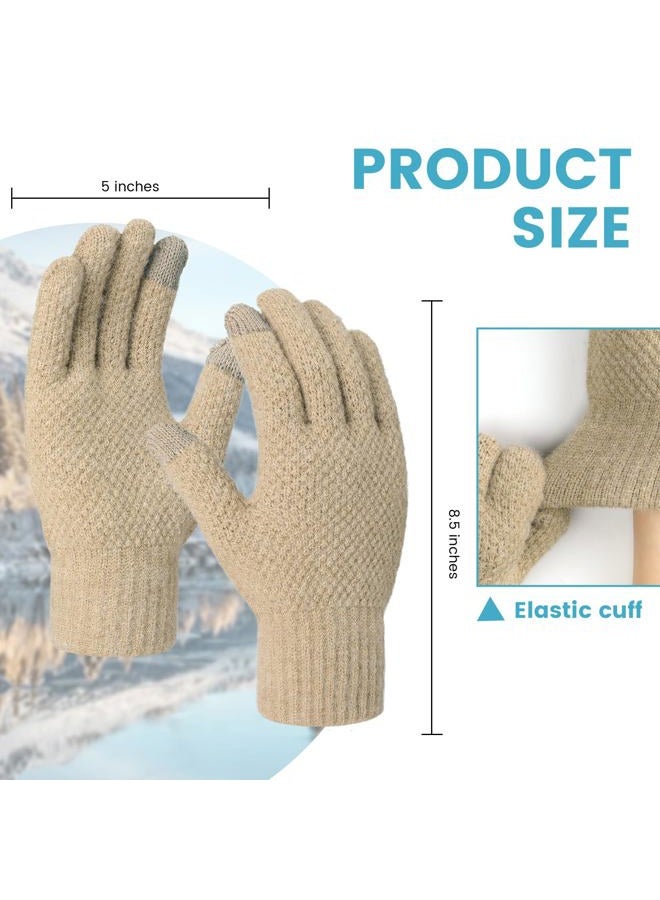 Loiyadn Winter Gloves - Women's Winter Touchscreen Gloves Women Men, Warm Knit gloves for cold weather with Elastic Cuff, Coffee, One size - Image 4