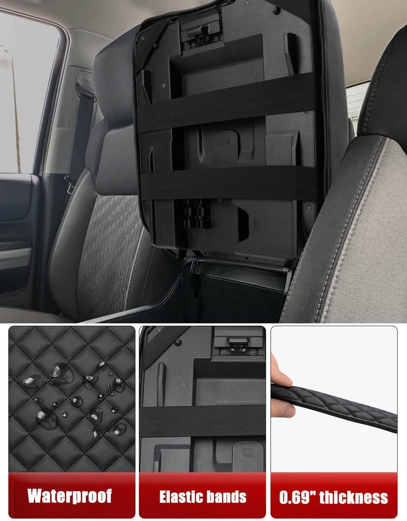 KBH غطاء لوحة التحكم في وسط السيارة لسيارات Toyota Tundra (2014-2021)، مصنوع من جلد فينيل، مزود بوسادة لزيادة الراحة أثناء القيادة، مقاوم للخدوش، بلون أسود، رقم المنتج: PC-177-BK. - Image 5