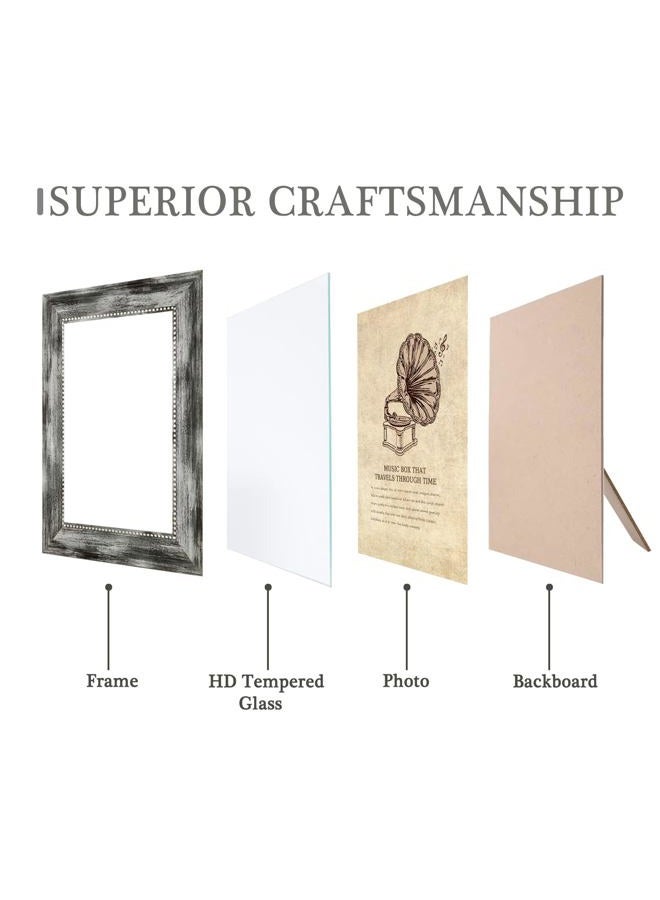 TKYGU 4x6 Picture Frames Set of 4 Vintage Photo Frame, Rustic Retro Photo Frame with Real Glass,Decorative Art Wall Mount and Tabletop Display Family Friends Wedding Gift - Image 3