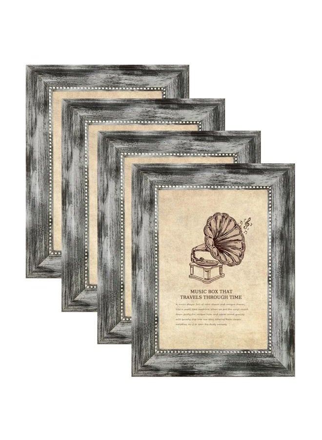 TKYGU 4x6 Picture Frames Set of 4 Vintage Photo Frame, Rustic Retro Photo Frame with Real Glass,Decorative Art Wall Mount and Tabletop Display Family Friends Wedding Gift - Image 1