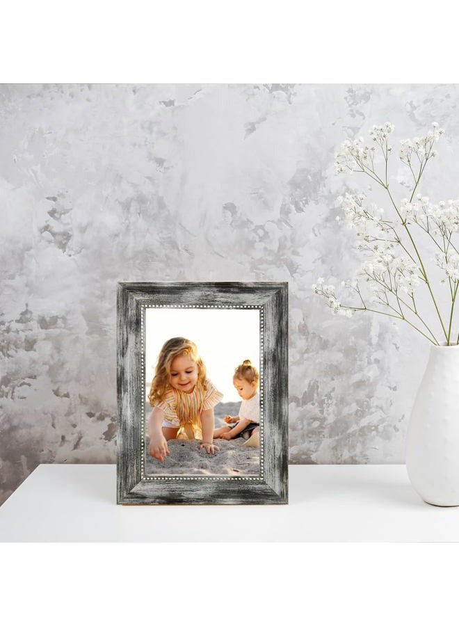 TKYGU 4x6 Picture Frames Set of 4 Vintage Photo Frame, Rustic Retro Photo Frame with Real Glass,Decorative Art Wall Mount and Tabletop Display Family Friends Wedding Gift - Image 5
