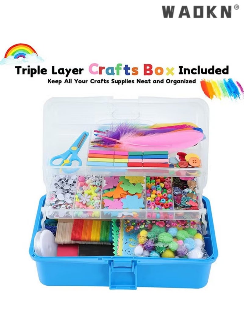 دبليو أيه أو كي أن مجموعة الفنون والحرف اليدوية للأطفال ، بما في ذلك مجموعة الفنون الورقية للمكشطة ، ومنظف الأنابيب ، وصندوق التخزين القابل للطي ، ومجموعة الحرف المدرسية المنزلية لمرحلة ما قبل المدرسة ، وهدية ل 4 أطفال ، ومجموعة مستلزمات الفن الحرفي للأطفال الصغار ، ومنظفات الأنابيب المضمنة ، والملصق ، والريشة ، وصندوق التخزين القابل للطي ، ومجموعة الحرف اليدوية لمرحلة ما قبل المدرسة ، لللوازم الفنية الحرفية DIY (الأزرق) - Image 4