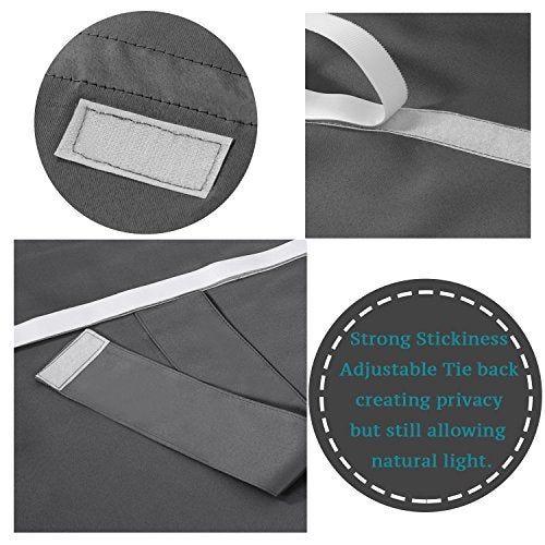 Flamingo P Tricia Blackout Curtain for French Door - Thermal Insulated Room Darkening Rod Pocket Noise Reducing Single Door Panel, 26 x 68 Inches - 1 Panel, Deep Gray - Image 5