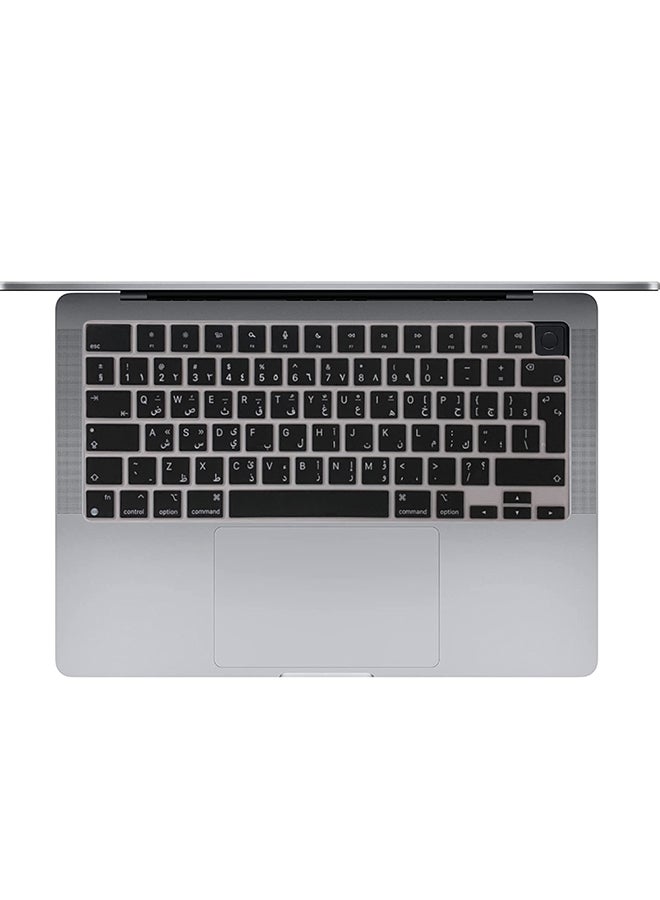 O Ozone Macbook Keyboard Skin For MacBook Pro 16 inch 2021 2022 A2485 Protective Silicone Cover English Arabic UK/EU Layout - Black  - Image 1