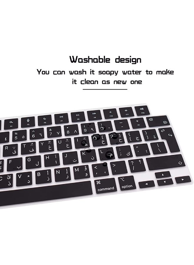 O Ozone Macbook Keyboard Skin For MacBook Pro 16 inch 2021 2022 A2485 Protective Silicone Cover English Arabic UK/EU Layout - Black  - Image 2