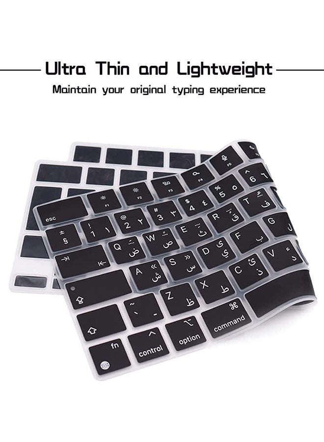 O Ozone Macbook Keyboard Skin For MacBook Pro 16 inch 2021 2022 A2485 Protective Silicone Cover English Arabic UK/EU Layout - Black  - Image 5