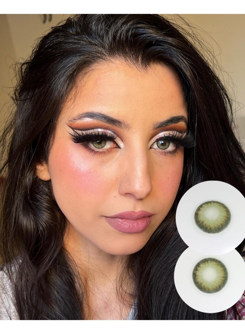 ARUWA Emerald Spell Lenses Yearly Colored Contact Lenses, Unisex Cosmetic Contact Lenses, Natural Fashion Lenses, 40% Water Soft Contacts,Lens Diameter 14.2mm - Image 1