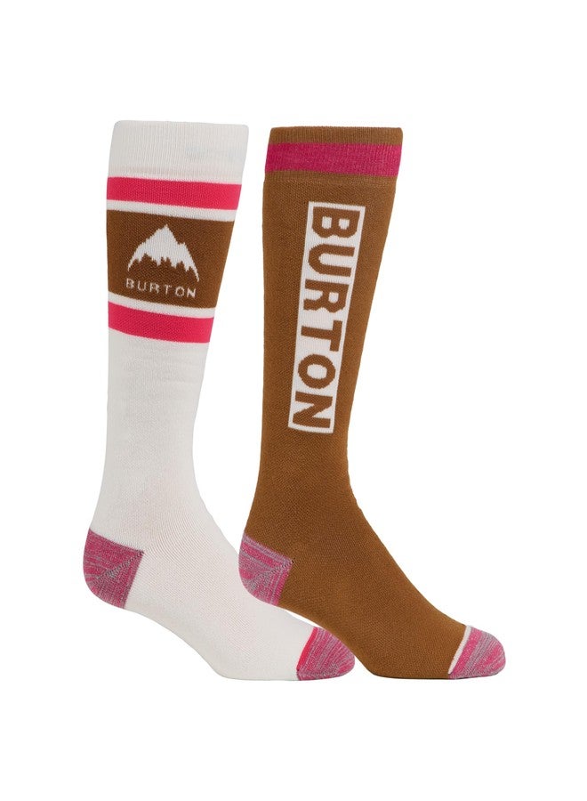 Burton Women’s 2-Pack Weekend Midweight Winter Socks - Warm Snowboard Socks with Arch Support - Brown, Small/Medium - Image 1