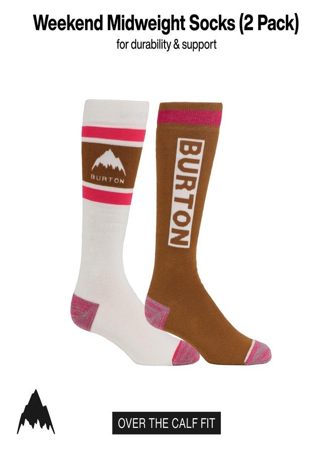 Burton Women’s 2-Pack Weekend Midweight Winter Socks - Warm Snowboard Socks with Arch Support - Brown, Small/Medium - Image 2