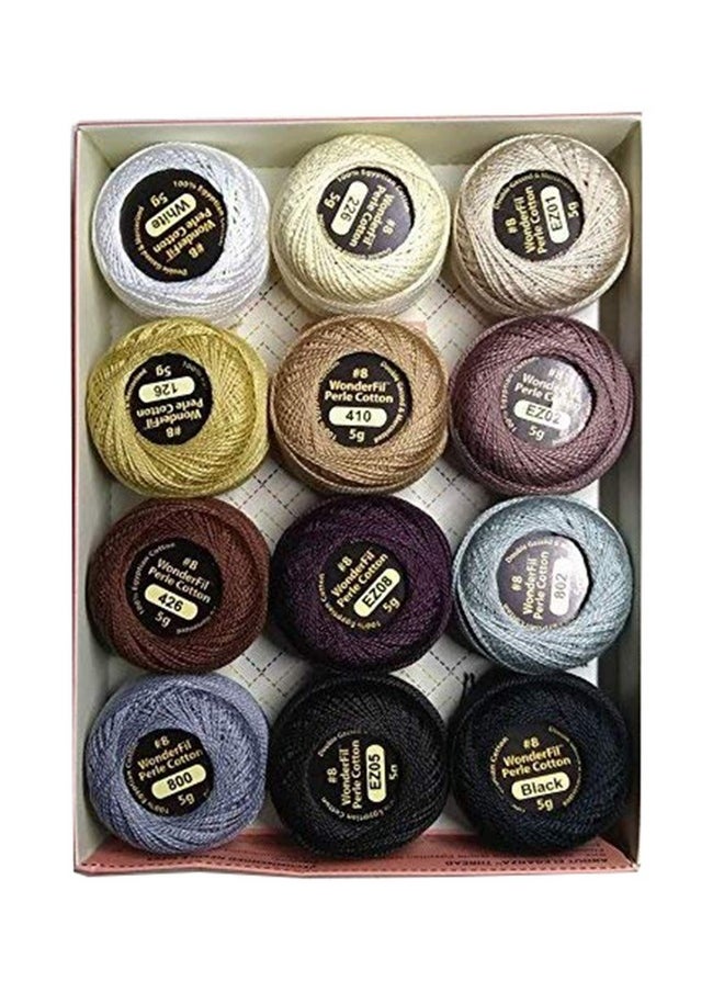 ELEGANZA Wonderfil Eleganza 8 Perle Cotton Embroidery Thread Sampler Collection Neutrals"  - Image 1