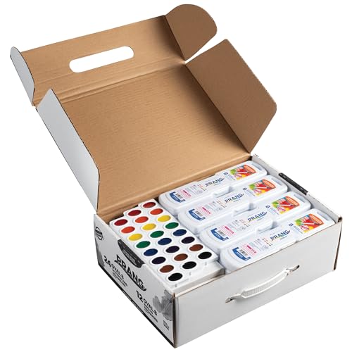 Prang Oval Pan Watercolor Set Master Pack, 8 Assorted Colors, 12 Refill Trays, 24 Paint Sets - Image 1
