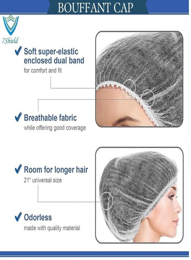 7Shield Disposable Nonwoven Bouffant Caps, Hair Net for Hospitals, Food Catering, Salon & Spa Cap, Canteens, Dust-free, (Pack of 100) Color - Medical White - Image 5