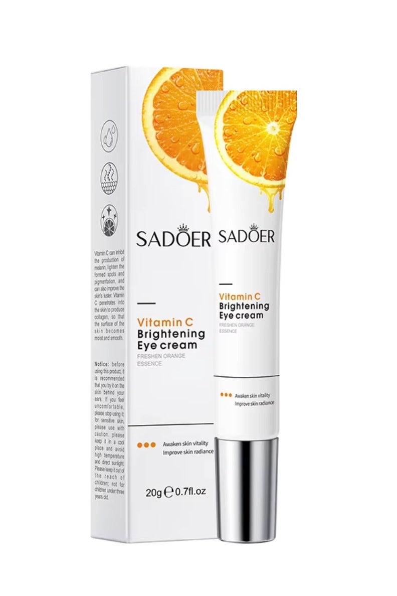 SADOER Vitamin C Brightening Eye Cream Eye Repair Moisturizing and Firming Cream for Dull Tired and Aging Under Eyes Anti Aging Moisturizer Dark Circle Remover Under Eye Treatment Cream 20g - Image 1