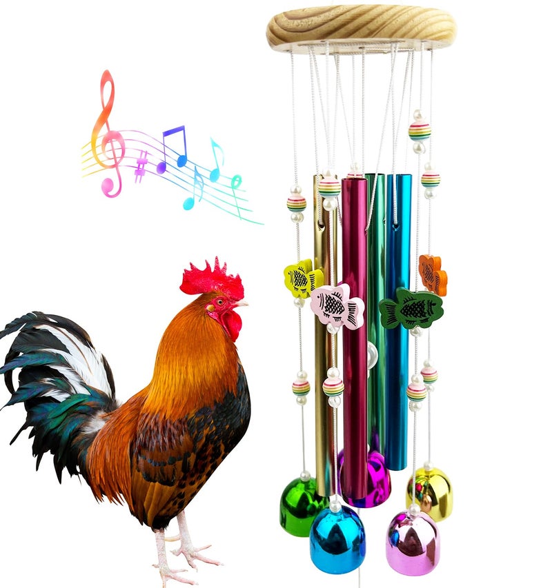 OOXYG Chicken Toys for Coop Chicken Wind Chime Enrichment Toys Hanging Chick Peck Toy with Colorful Bells Home Garden Musical Coop Accessories Coops Toy for Hens Chicks Poultry Birds Parrots - Image 2