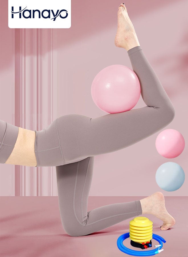 Hanayo 2 Pcs Mini Yoga Balls Inflatable Exercise Balls 25cm/9.84in Exercise Balls with Pump Exercise Equipment for  Body Shaping Yoga Pilates Core Training(Pink+Blue) - Image 1
