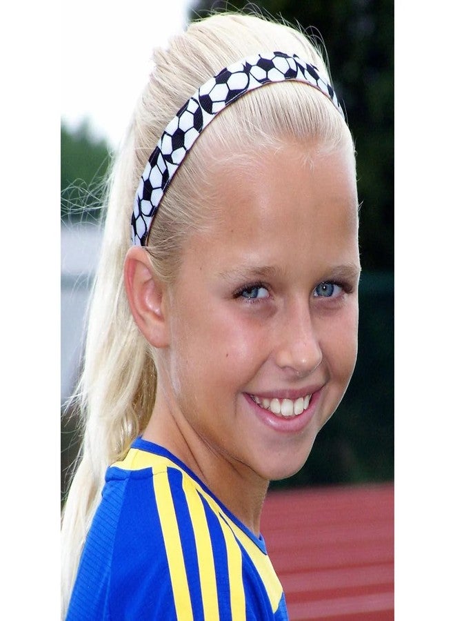 Sweaty Bands Womens Girls Headband - Non-Slip Velvet-Lined Sport Hairband - Soccer Star Black White - Image 4
