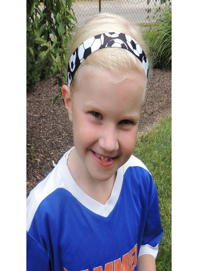 Sweaty Bands Womens Girls Headband - Non-Slip Velvet-Lined Sport Hairband - Soccer Star Black White - Image 2
