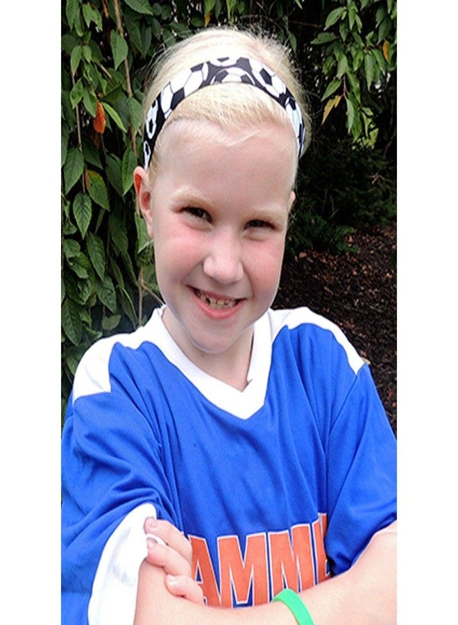 Sweaty Bands Womens Girls Headband - Non-Slip Velvet-Lined Sport Hairband - Soccer Star Black White - Image 3