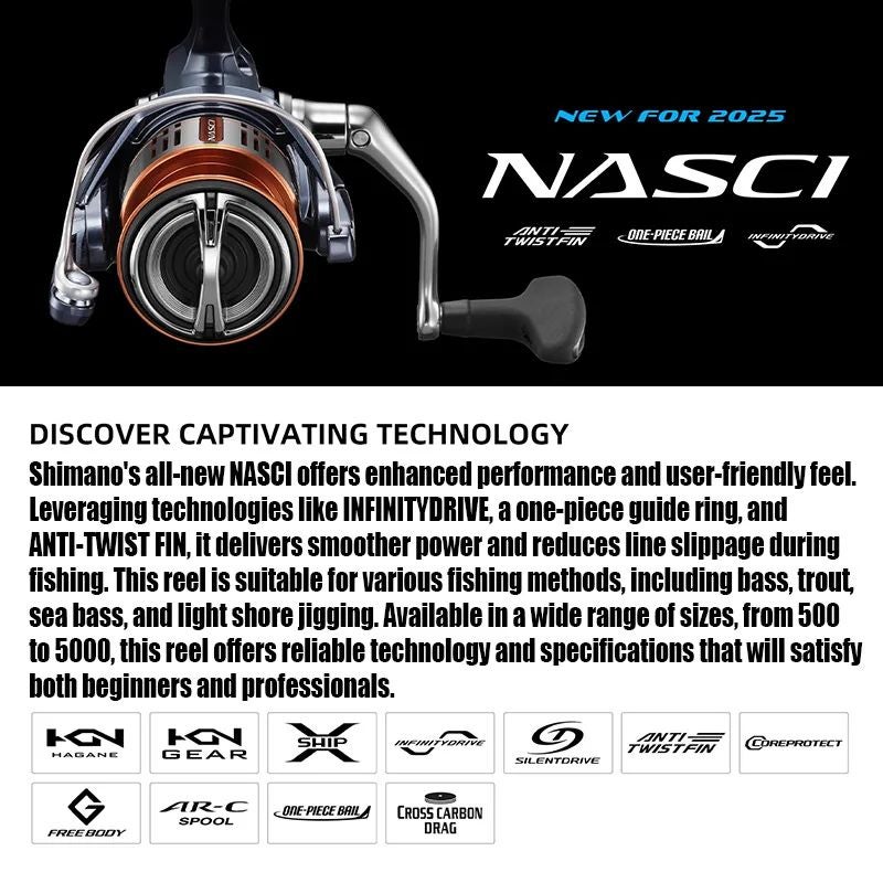 SHIMANO 2025 Shimano Nasci C5000XG 6.2:1 Spinning Reel - Image 2