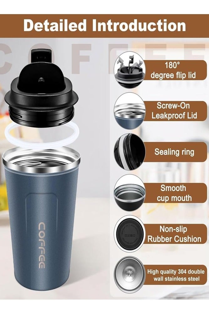 Coffee 510ml Insulated Travel Coffee Mug – Stainless Steel Tumbler with Spill-Proof Lid  - Image 3